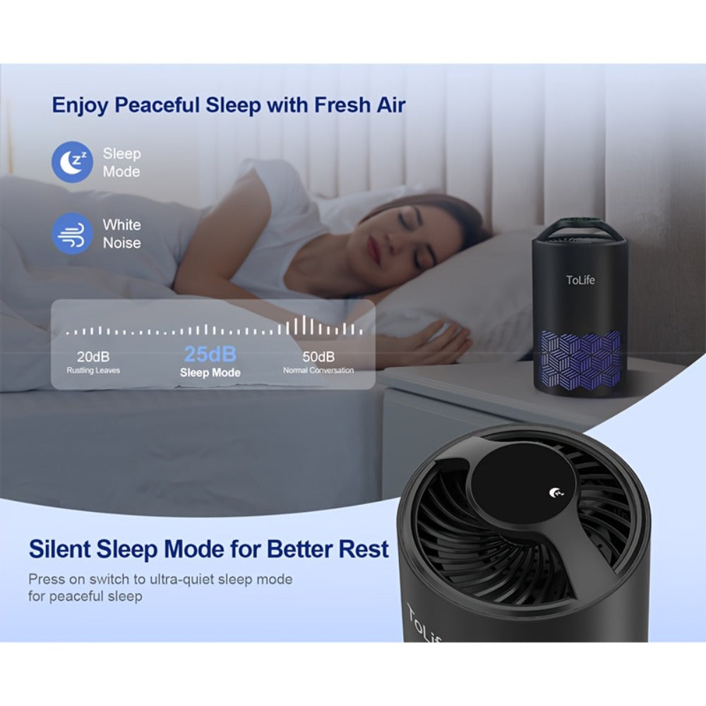 Air Purifier with H13 True HEPA Filter, 25dB Mode, Scent Diffuser and Black or White Finish