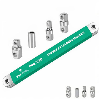 Offset Extension Ratchet Wrench Set with 1/4-, 3/8- and 1/2-Inch Adapters in Five Handle Colors