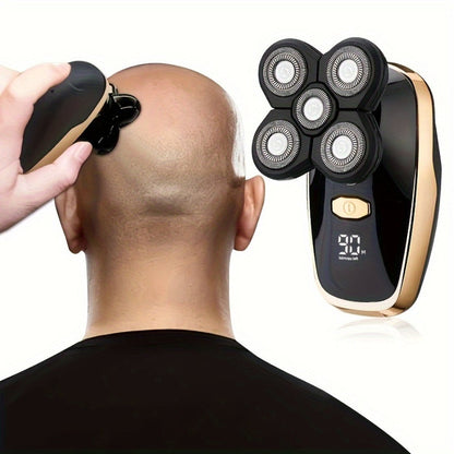 Electric Shaver 5-in-1 Grooming Kit with Nose Trimmer, Hair Clipper, Facial Brush, USB Charging and Display