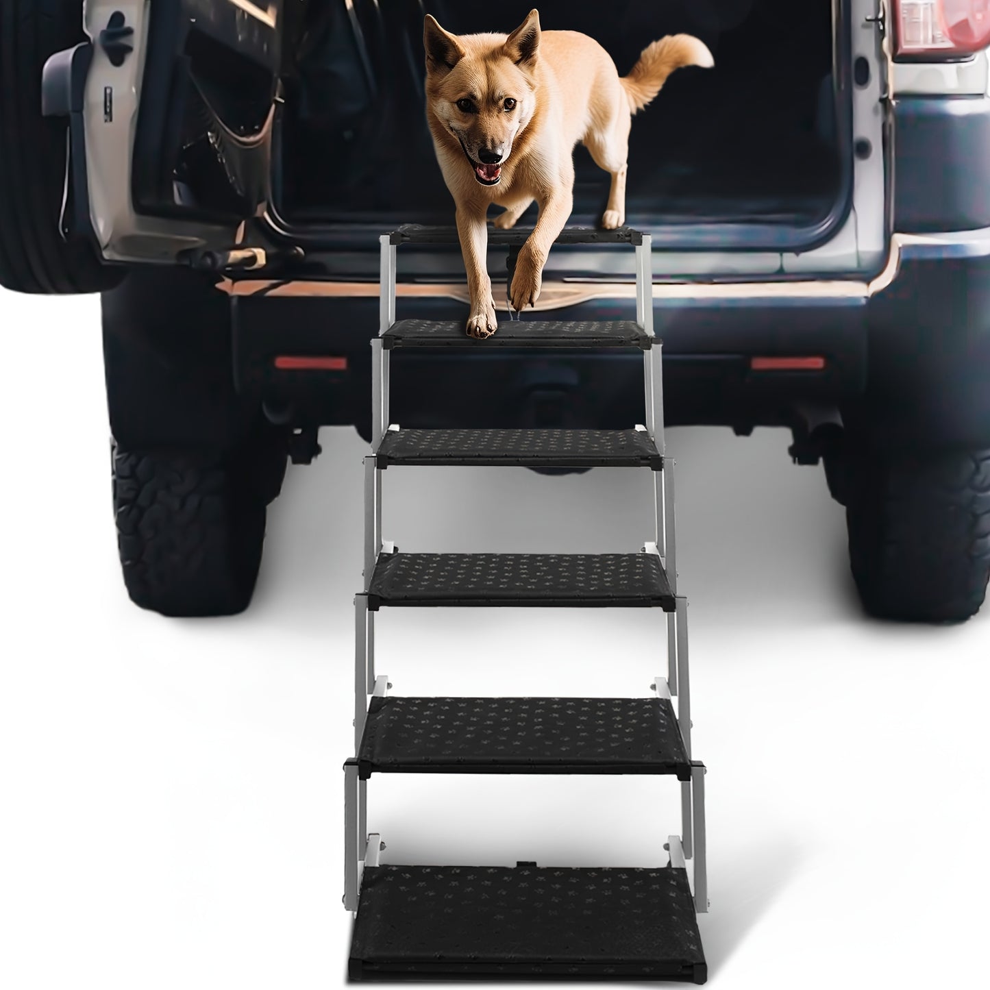 Dog Ramp for Car SUV Truck Portable Folding Pet Steps – Non-Slip Surface Lightweight Dog Car Ramp for Large Dogs