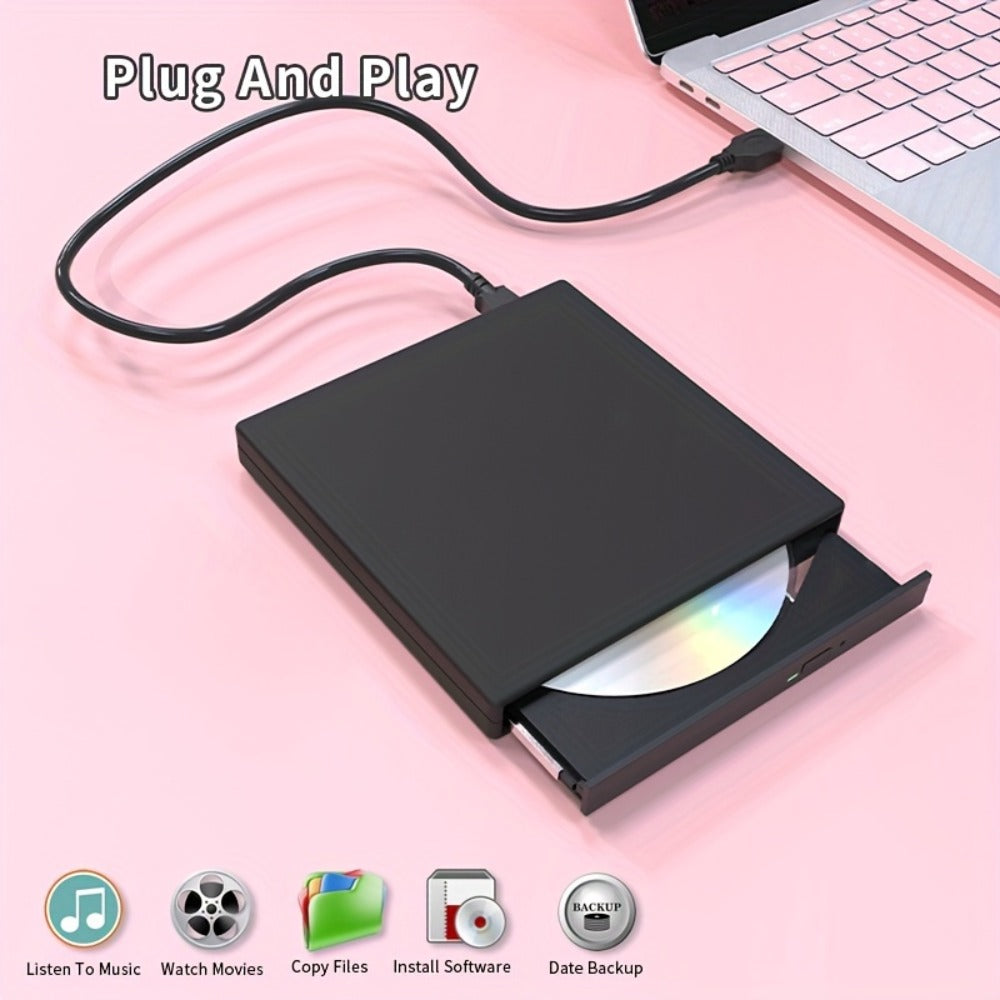 USB External DVD Drive with Storage Bag - Portable CD DVD-ROM CD-RW DVD-RW Burner Recorder Player for Laptop Desktop PC