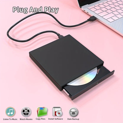 USB External DVD Drive with Storage Bag - Portable CD DVD-ROM CD-RW DVD-RW Burner Recorder Player for Laptop Desktop PC