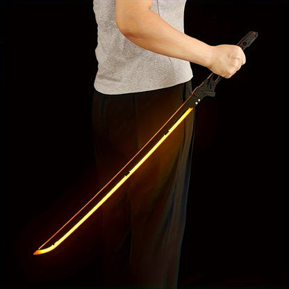 LED Samurai Sword Cyberpunk Glowing Katana 80cm, Acrylic Light-Up Blade for Halloween Costume Party Cosplay Sci-Fi Anime Props