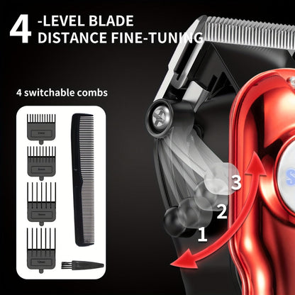 900mAh LCD Hair Clippers for Men – USB Rechargeable Cordless Electric Trimmer with Limit Combs & Cleaning Brush