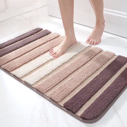 Chenille Bath Rug Non-Slip Absorbent Bathroom Mat – Extra Thick 1850g/㎡ Plush Washable Floor Mat for Bathroom Shower