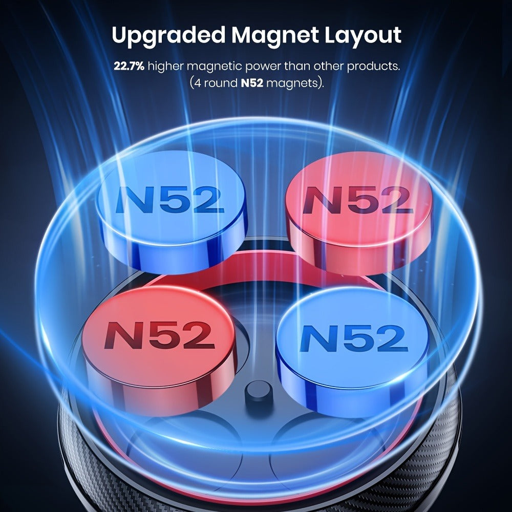 Two-Pack Magnetic Car Phone Mount with Round 4.6cm Heads, Short Bodies and Black Adhesive Dashboard Bases