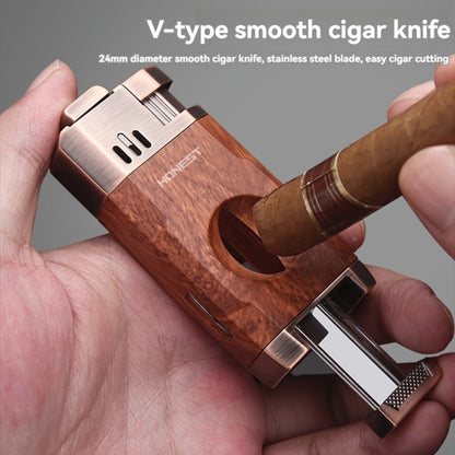 Cigar Torch Lighter with V-Shaped Cigar Cutter Built-in Clip Dual Windproof Jet Flame Visible for Entryways, Bedrooms and Living Spaces