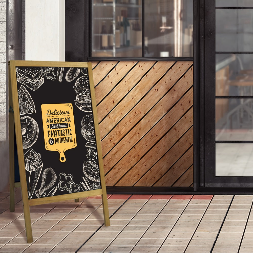 A-Frame Chalkboard Sign Double Sided Magnetic Wooden Standing Blackboard Menu Display Board for Entryways, Bedrooms and Living Spaces