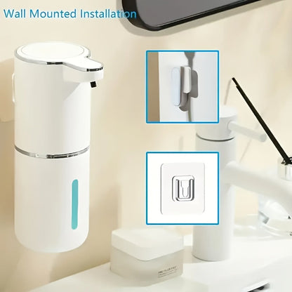 Foam Soap Dispenser Wall Mount Touchless 400ml USB Rechargeable IPX5 4 Adjustable Levels for Home Cooking, Dining and Outdoor Meals