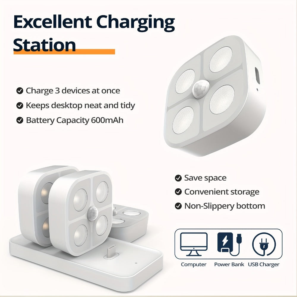Puck Lights Rechargeable RGB with Charging Station - Motion Sensor Under Cabinet Lighting for Home Cooking, Dining and Outdoor Meals