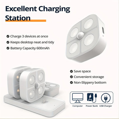 Puck Lights Rechargeable RGB with Charging Station - Motion Sensor Under Cabinet Lighting for Home Cooking, Dining and Outdoor Meals