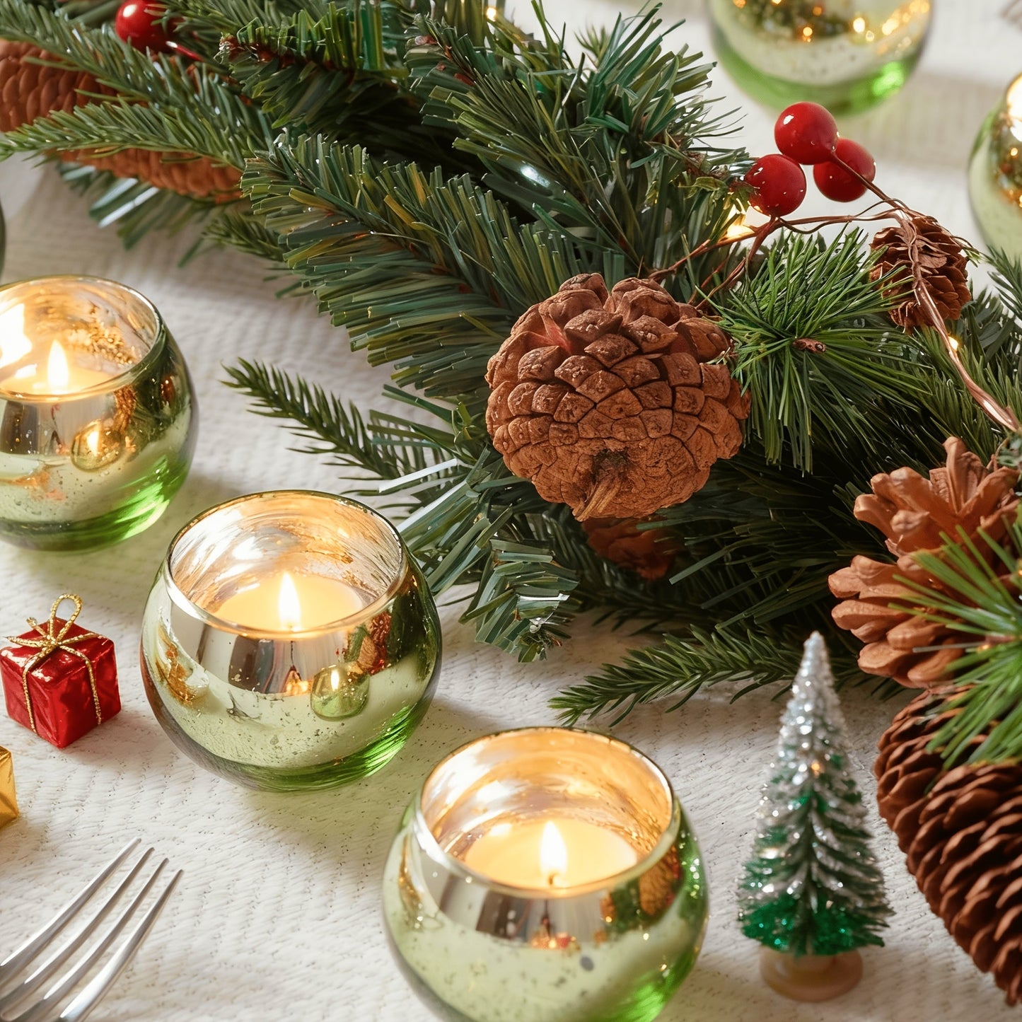 Round Glass Votive Candle Holder Sets in Gold, Pink, Silver or Green with 6-, 12- or 24-Piece Options