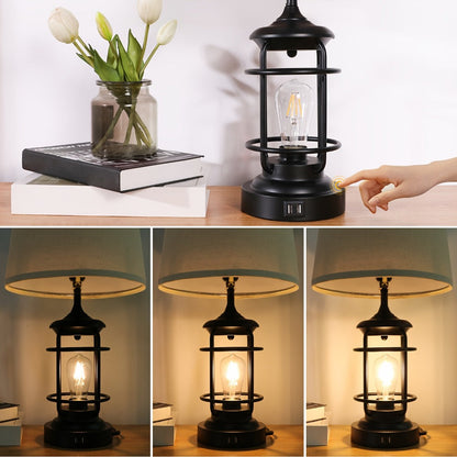 Farmhouse Table Lamps Set of 2 with 4 LED Bulbs for Entryways, Bedrooms and Living Spaces, with Listed Configuration