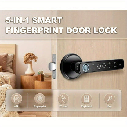 Smart Door Lock Handle with Fingerprint Keypad IC Card App and Key in Single or Double Row Options