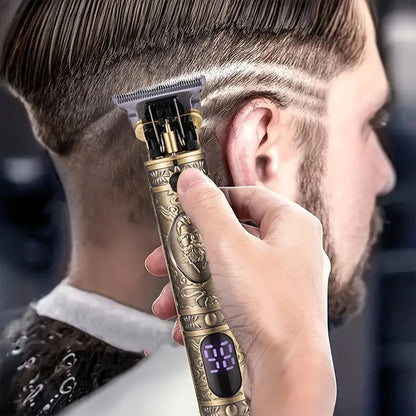 Hair Clipper Retro T-Blade Cordless Trimmer with LED Display, USB Charging and T9 or T10 Style Options
