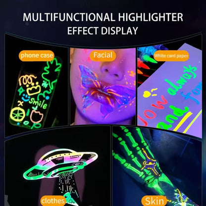 Neon Body Face Paint Pens Set of 8 – Glow-in-the-Dark UV Reactive Markers for Temporary Tattoos, Party Makeup, Mardi Gras, Music Festivals