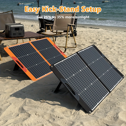 Foldable Solar Panel 200W 23.5% High Efficiency 20V Portable with 2 Brackets Solar Cable for Camping RV for Garden, Patio and Yard Use