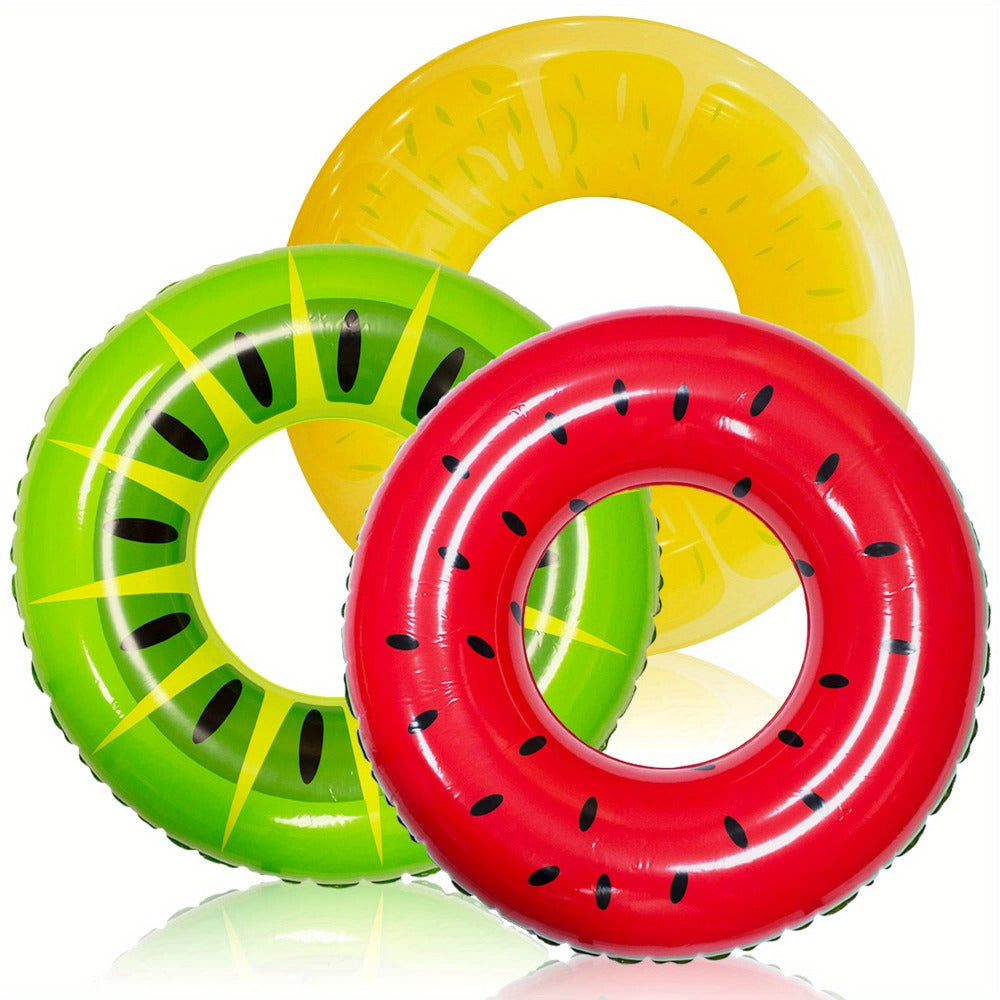 Glitter Donut Pool Float 3 Pack 32.5 Inch Inflatable Swim Ring Set – Strawberry Chocolate Mint Pool Tubes for Summer Pool Party