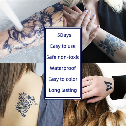 Fake Freckles Jagua Gel Kit Semi-Permanent Temporary Tattoo Ink, 3 Brown & Red Ink Bottles, 6 Stencils &