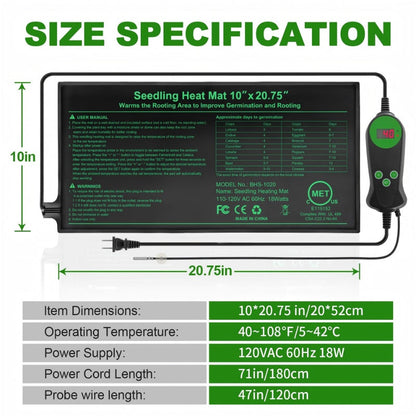 Seedling Heat Mat with Smart Thermostat Control, PVC Germination Heating Pad Accelerate Seed Sprouting Root Zone Warmth