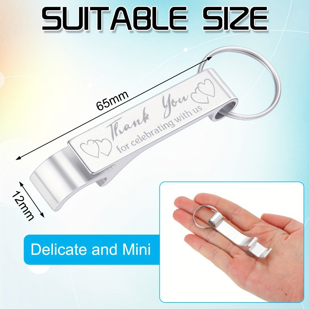 Bottle Opener Keychains Bulk 100 Pack – Aluminum Engraved Keychain Bottle Openers for Wedding Favors