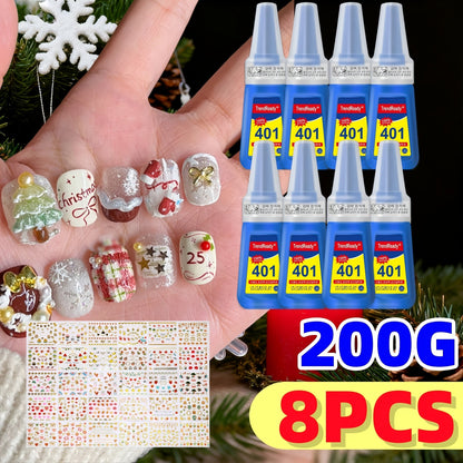 Waterproof Nail Adhesive Tabs with Nail Stickers 0.85oz Dropper Tip Bottle – Extra Strong Alcohol-Free Quick Release Long Wearing Salon