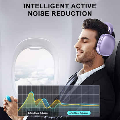 Foldable Over-Ear Wireless Headphones with Cushioned Earcups, Padded Headband and Black or Purple Finish