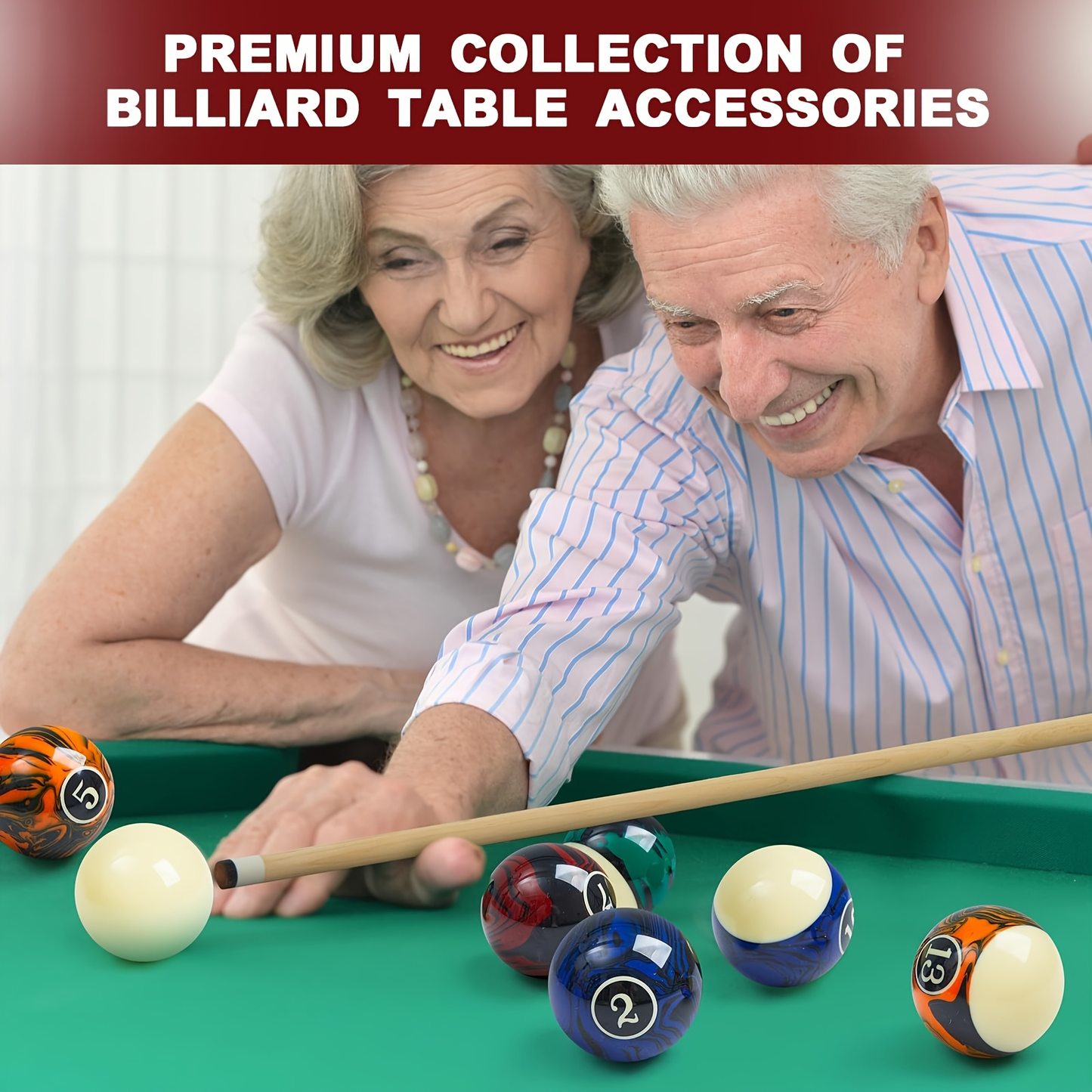 20-Piece Pool Ball and Cue Set with 16 Graphic Billiard Balls, Two Cues and Two Ball Racks