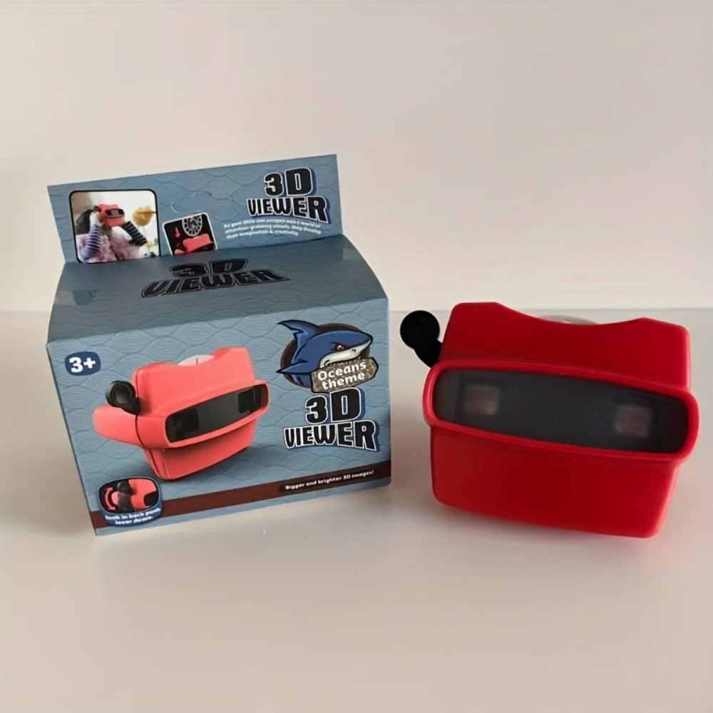 3D Slide Viewer Toy for Kids Ages 3+, Screen-Free Sideshow Projector with Space Ocean Animals Dinosaurs Slides