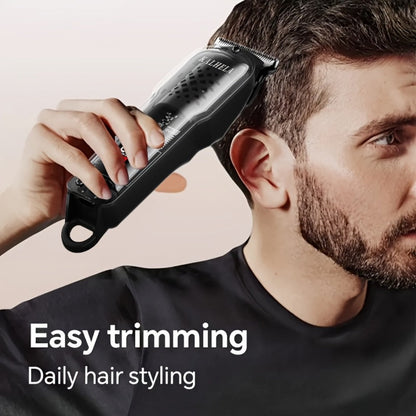 Transparent Electric Hair Clipper with Digital Display, Four Guide Combs, Grooming Tools and Red, Black or Blue Finish