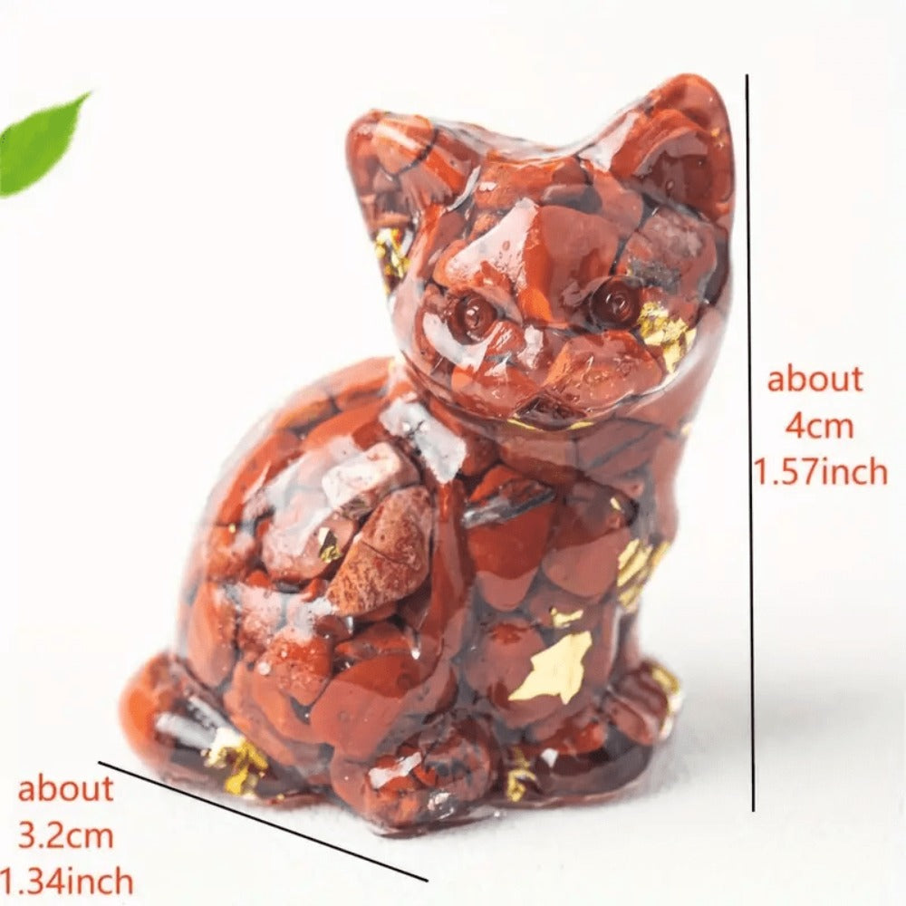Standing Cat Figurine Set with Eight Crystal-Resin Figures in Random Mixed Colors, Approximately 4cm High