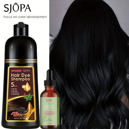 Hair Color Shampoo, SJOPA 5-in-1 16.9oz Bottle-and-Dropper Presentation with 12 Color Options