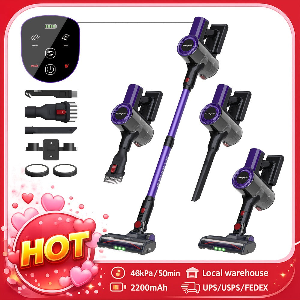 Cordless Vacuum Cleaner 46KPA Powerful Suction Detachable Battery Anti-Tangle V-Shaped Brush for Entryways, Bedrooms and Living Spaces