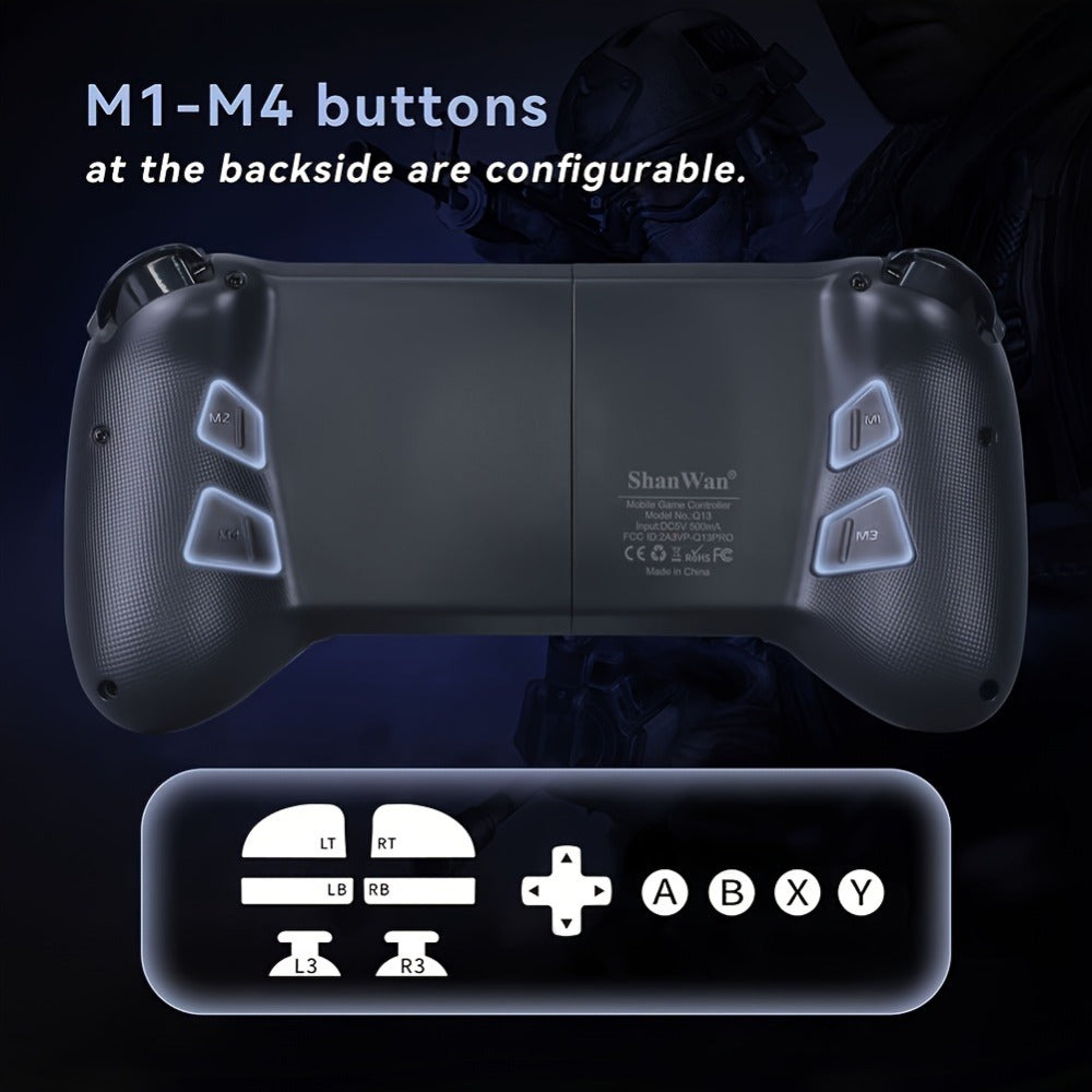 Wireless Mobile Gaming Controller Bluetooth 5.0 Retractable Gamepad, ShanWan Q13 for iPhone Android PC Steam