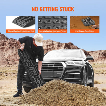 Traction Boards 2-Pack – 10-Ton Off-Road Vehicle Recovery Boards for Mud, Sand & Snow, High-Strength PP with Pull Straps & Storage Bag