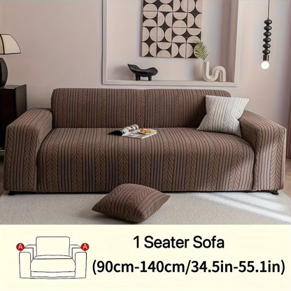 Sofa Cover Zigzag-Texture Fitted Slipcover for 1, 2, 3 or 4-Seater Sofas in Four Neutral Colors