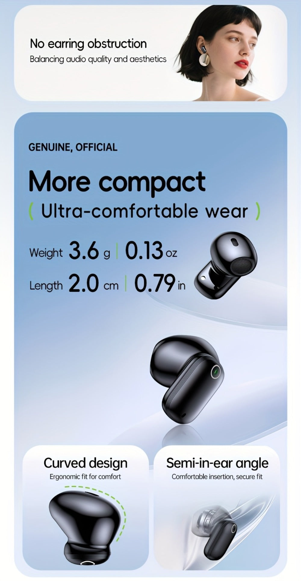 Wireless Earbuds Acer OHR501 Bluetooth 5.4 Semi-In-Ear with Touch Controls, Type-C Case and Eight Colors