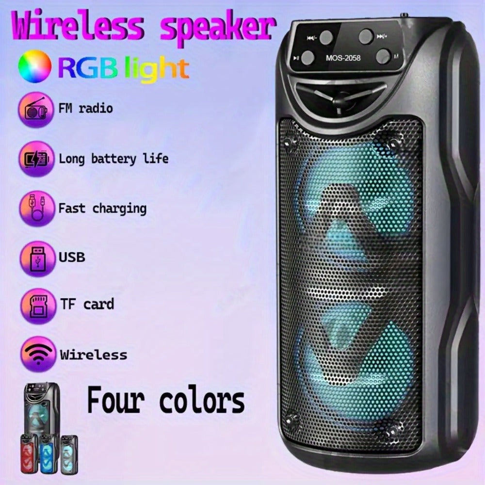Portable Bluetooth Speaker MOS-2058 with RGB Ambient Lights, USB, AUX, FM, TF Playback and Four Colors