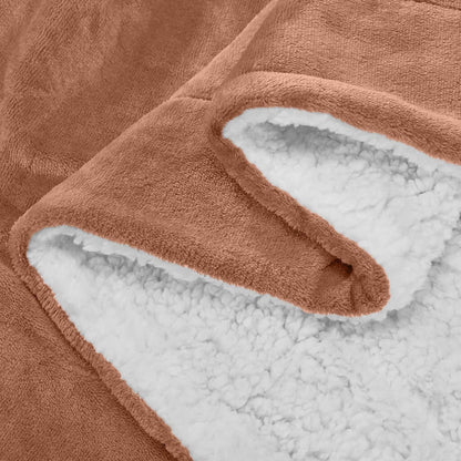480GSM Sherpa Fleece Blanket, Double-Sided Heavy Throw for Couch, Bed & Travel, Reversible All Season