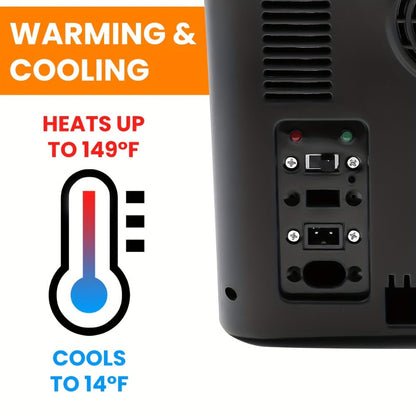 Car Mini Fridge, 3 Gallon 12V/24V DC Portable Car Refrigerator Cooler, Cools to -7°C, Fits 12x330ml Cans