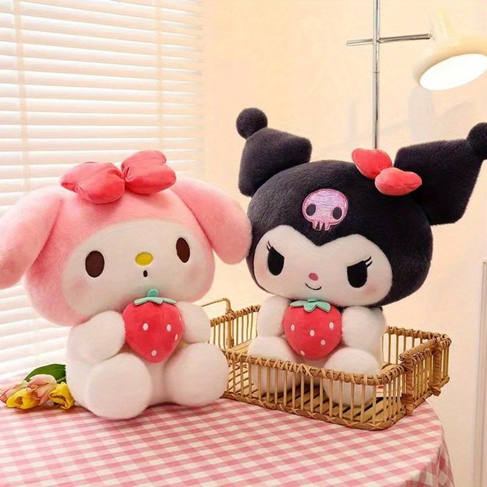 Plush Toy Strawberry-Holding Character Doll in 9.84-Inch Sitting Style with Two product details