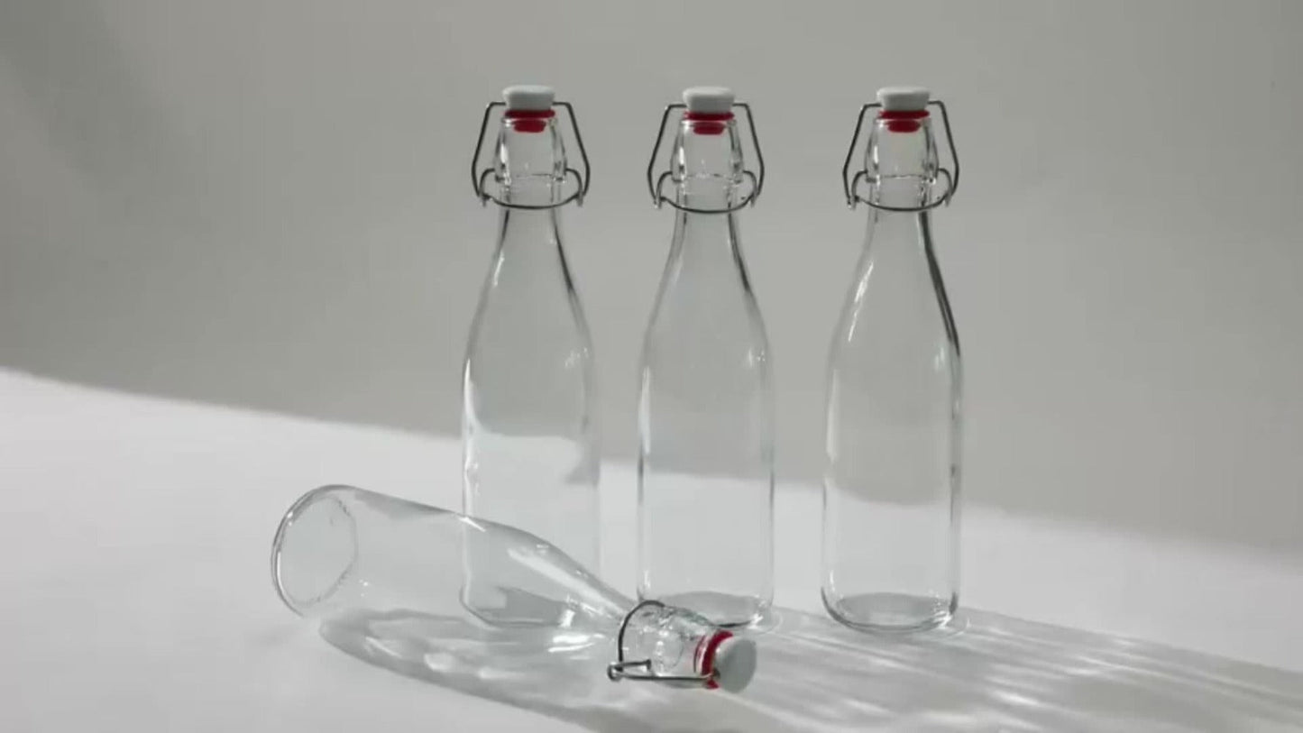 Flip Top Glass Bottles with Stopper 16oz, Airtight Swing Top Bottle for Kombucha, Juice, Vinegar
