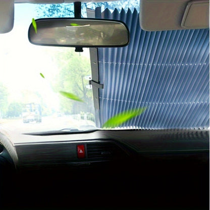 Retractable Windshield Visor Aluminum Automatic Foldable Car Sun Shade UV Protection Thermal Blind Easy Attach Front Window Sunshade Heat