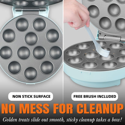 Cake Pop Maker Machine 12-Cavity 1.6 Inch, Electric Cake Pop Set with Flip-Over Even Heating Design