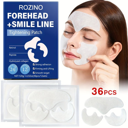 Retinol Peptide Face Patches 36pcs Anti-Wrinkle Hydrolyzed Collagen Lifting Treatment for Forehead & Smile Lines
