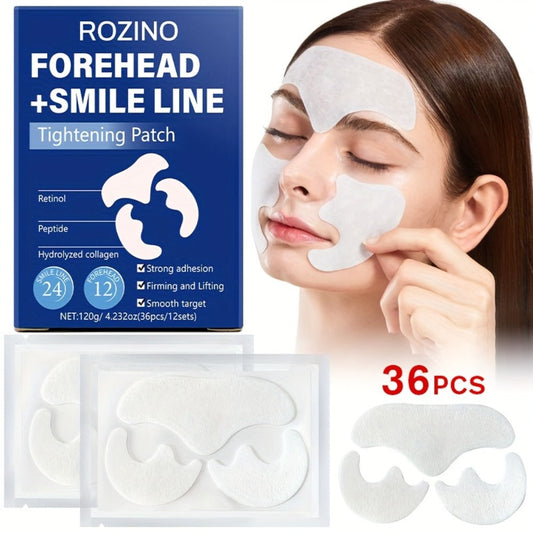 Retinol Peptide Face Patches 36pcs Anti-Wrinkle Hydrolyzed Collagen Lifting Treatment for Forehead & Smile Lines