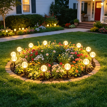 Solar Garden Light Crystal Bubble Ground Stakes 30-Pack with 8 Modes and Two Color Options