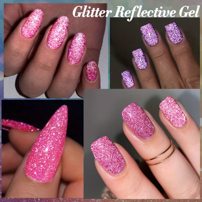 Gel Nail Polish UR SUGAR Reflective Glitter in 15ml with Fluorescent Neon Shimmer and UV/LED Soak-Off Cure