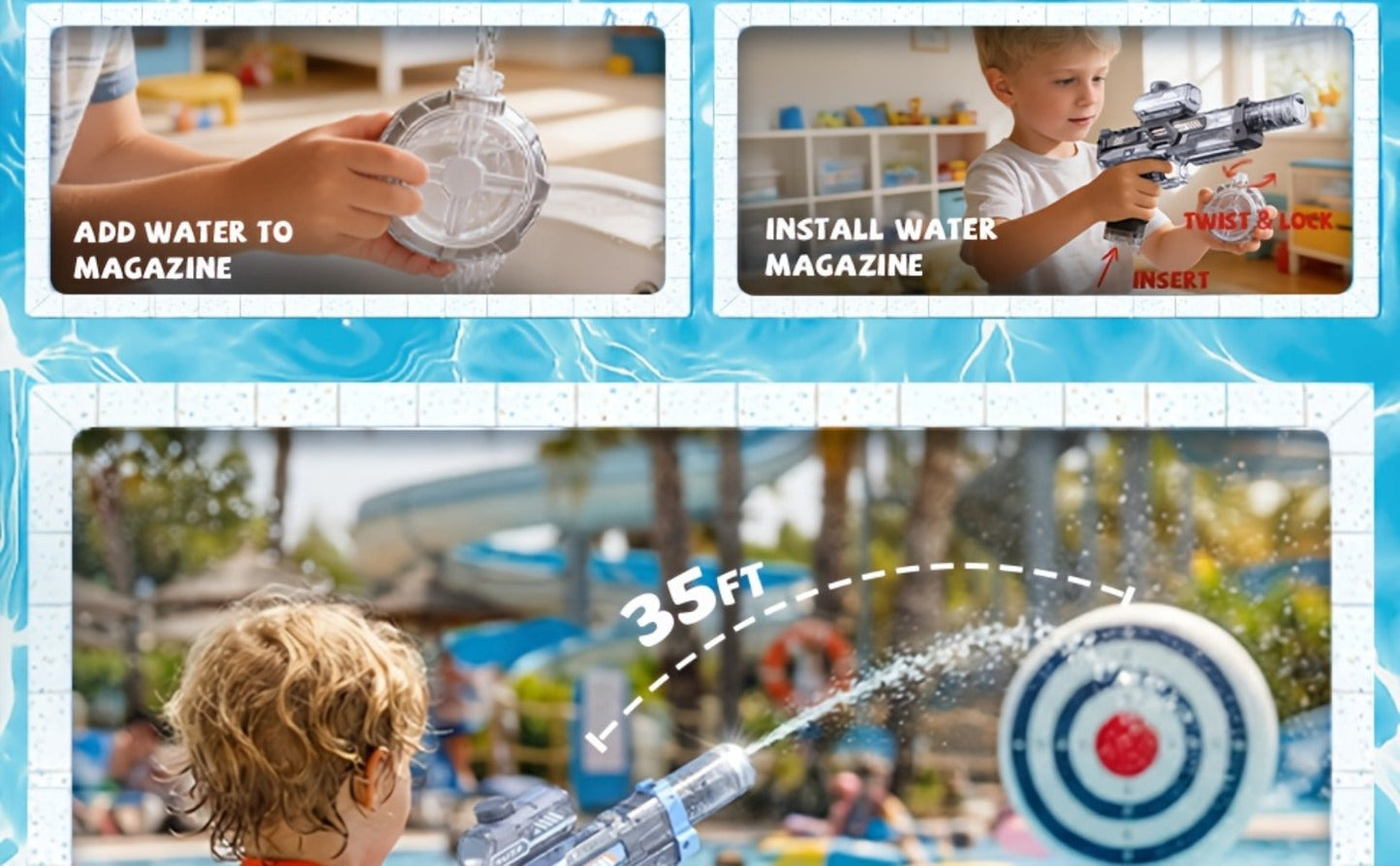 Kids Electric Water Gun with Sound Effects for Ages 3-6 – Automatic High Capacity Squirt Blaster Long Range