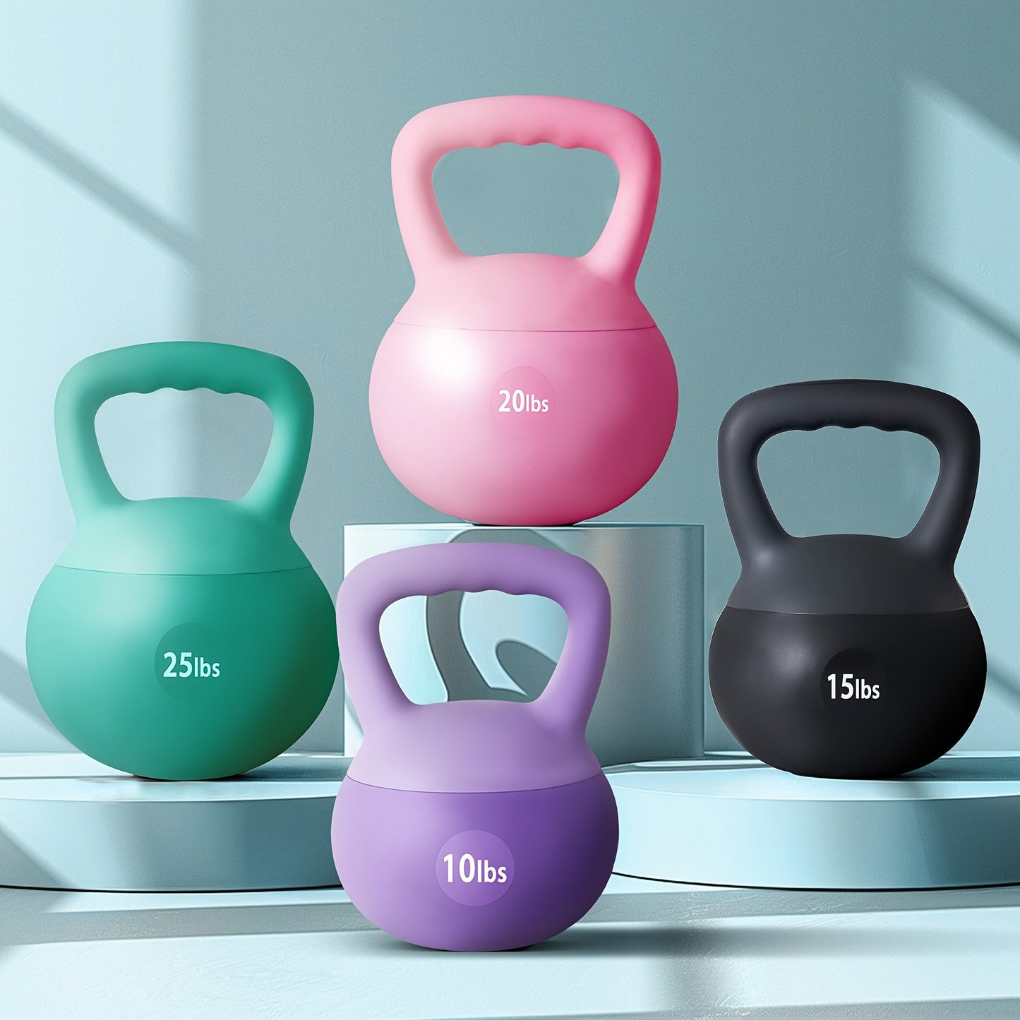 Soft PVC Kettlebell Iron Sand Filled – Wide Non-Slip Handle, 10 to 25 lbs, Safe for Home Use – Strength Training Weights for Women &
